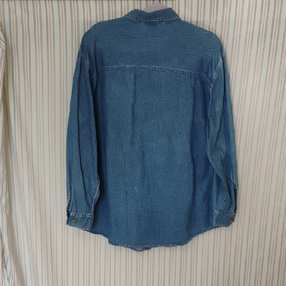 Bobbie Brooks Blue Denim Shirt With Holiday  Embroidered Kats - Picture 9 of 10